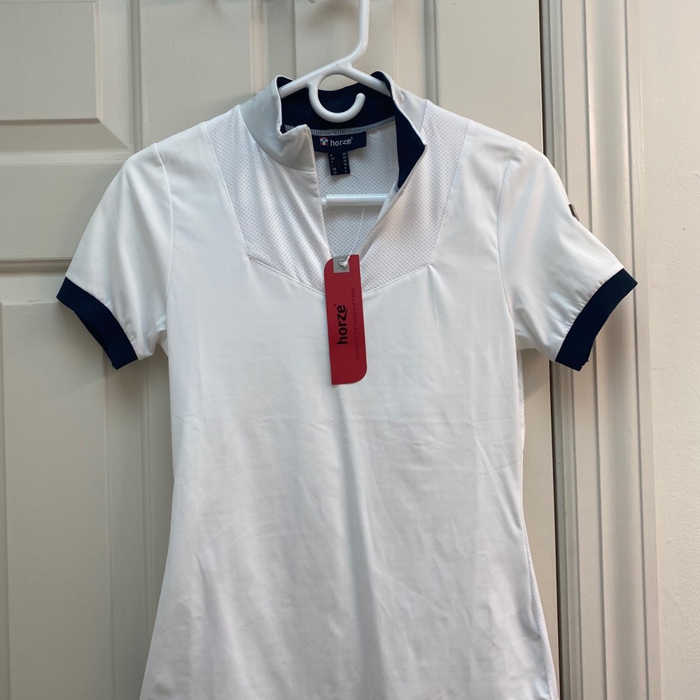 Horze Equestrian White Short Sleeve Show Shirt